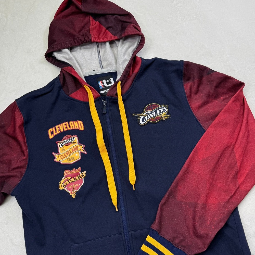 NBA Cleveland Cavaliers Full Zip Hoodie Navy Wine Yellow Mens XL Basketball